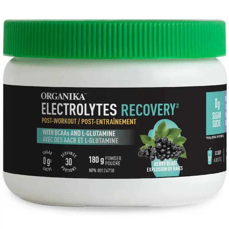 Organika Electrolytes Recovery Powder – Post-Workout Replenishment, Berry Blast Flavor, 180G 1
