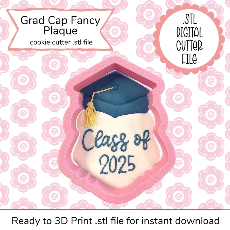 Ornate Graduation Cap Digital Cookie Cutter – Stl File 1
