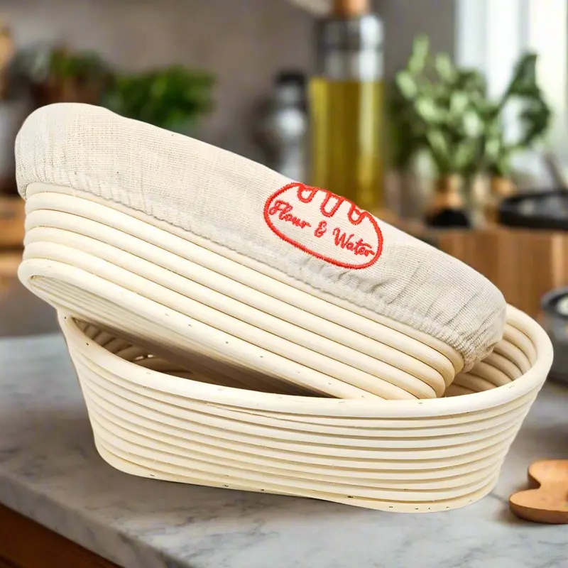 Oval Wicker Banneton Proofing Basket With Linen Liner 1