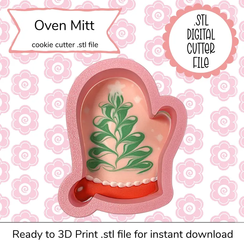 Oven Mitt-Shaped Cookie Cutter Stl File – Digital Download 1