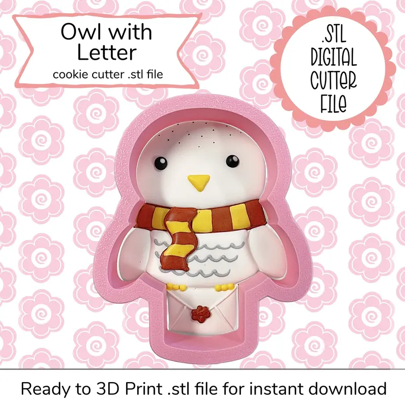 Owl Initial Cutter Stl File – Personalized Lettered Animal Design (Digital) 1