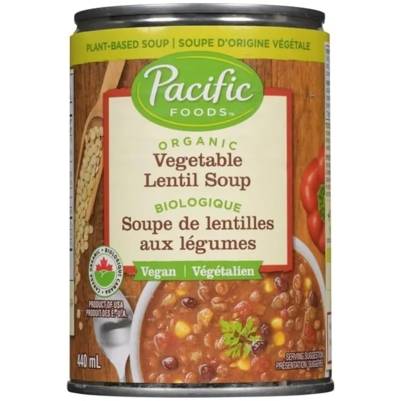 Pacific Foods Organic Vegetable Lentil Soup – 440 Ml Carton 1
