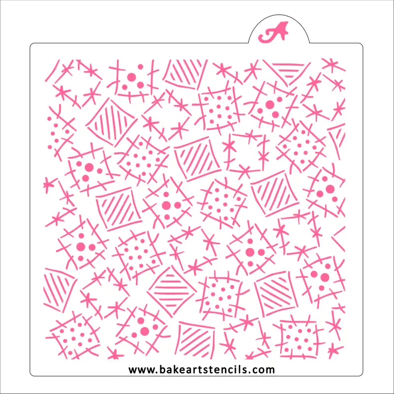 Patchwork Design Bakeart Stencil For Detailed Icing Work 1