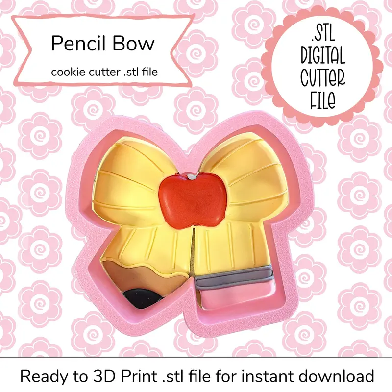 Pencil With Bow Svg Stl Digital Cut File For School Or Teacher Crafts 1