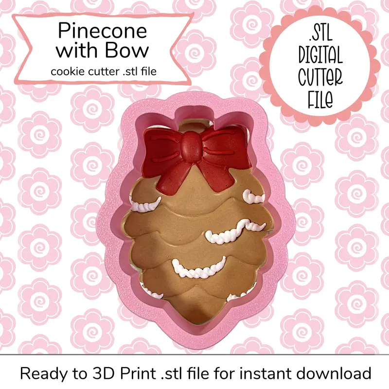 Pinecone With Bow Cookie Cutter – Stl Digital Design 1