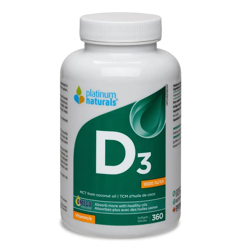 Platinum Naturals Vitamin D3 1000 Iu High-Potency Supplement – 360 Softgels 1