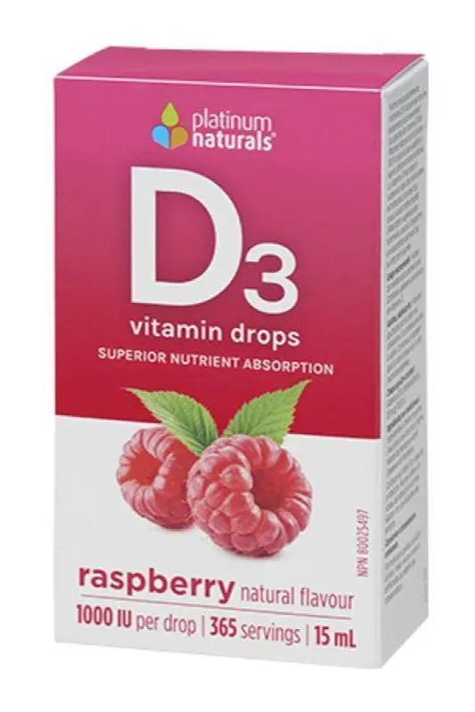 Platinum Naturals Vitamin D3 Liquid Drops – Raspberry Flavor, 15Ml 1