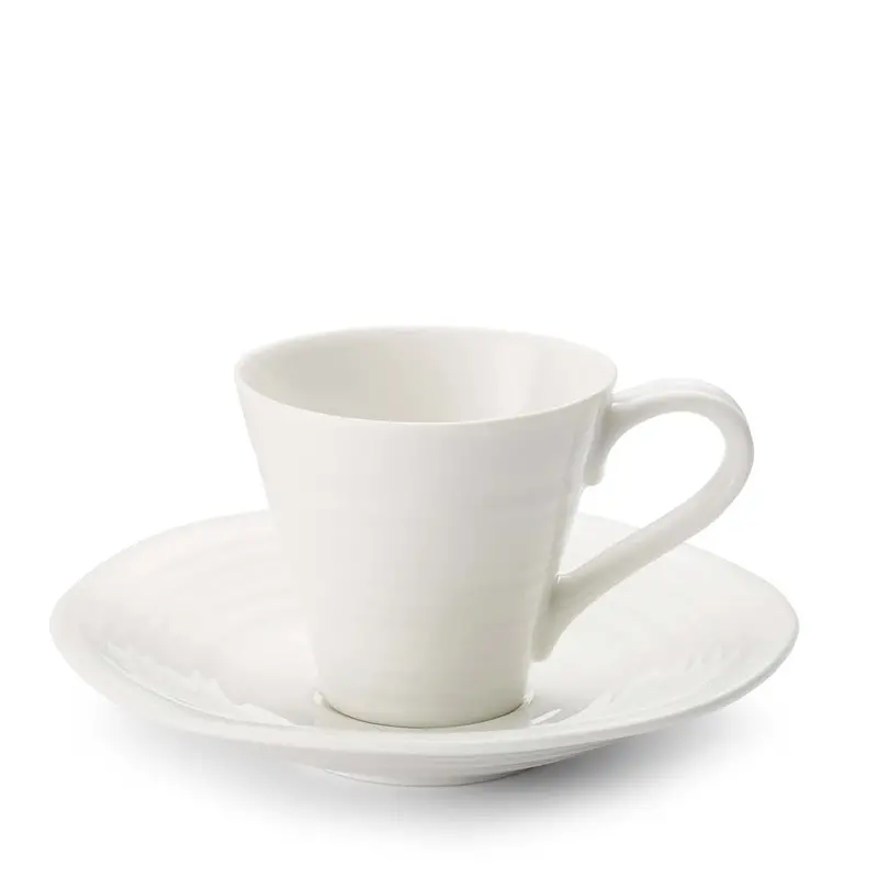 Portmeirion Sophie Conran Espresso Cup And Saucer Set – Classic White Pair 1