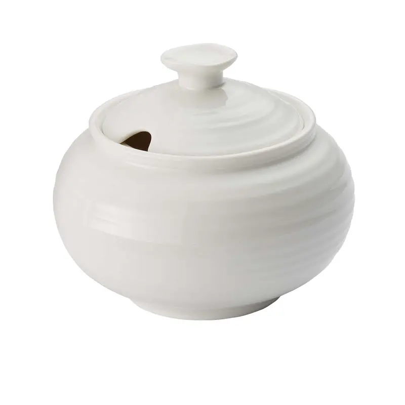 Portmeirion Sophie Conran White Covered Sugar Bowl – Fine Ceramic Storage 1