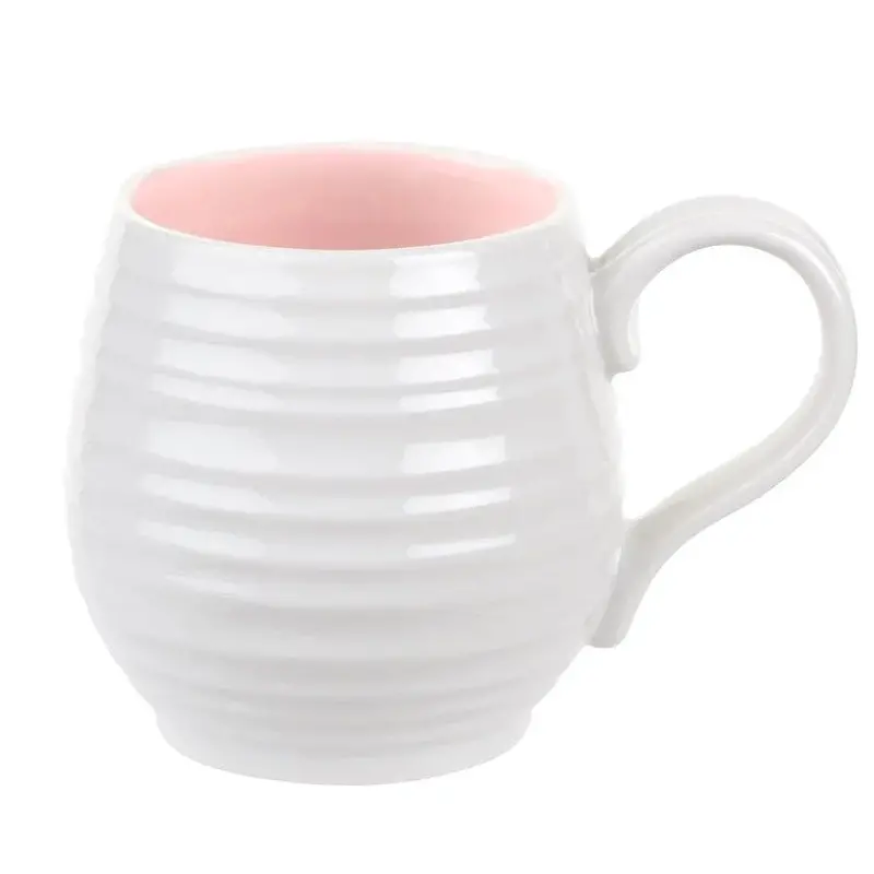 Portmeirion Sophie Conran White Honey Pot Mug – Pink Glaze Finish 1