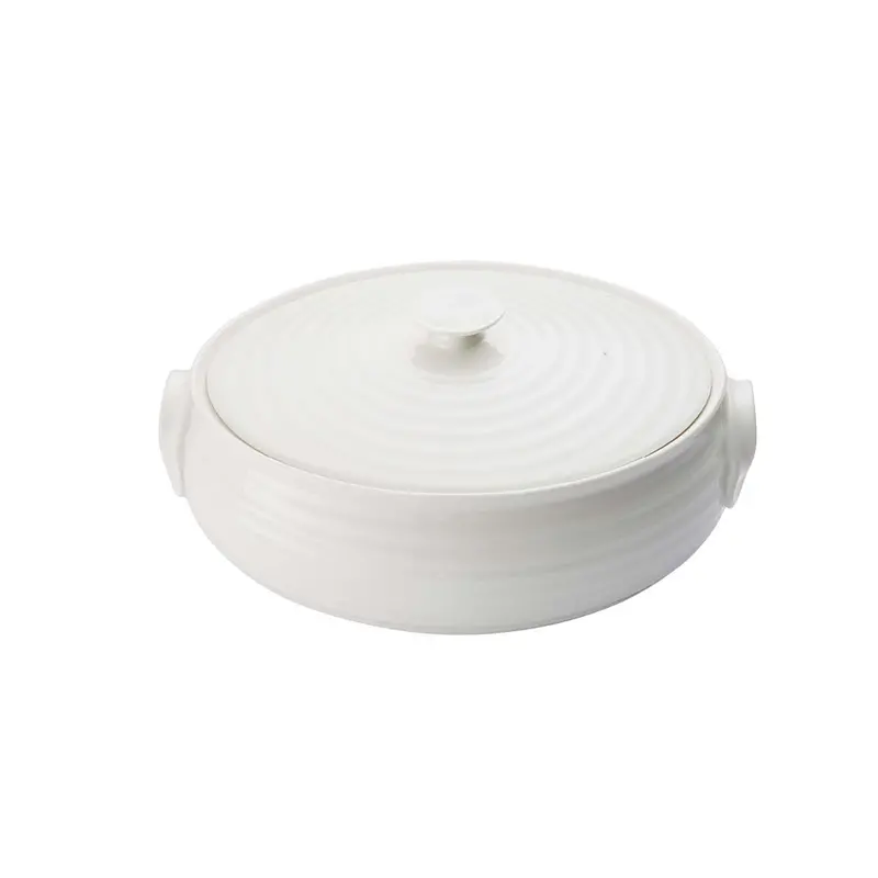 Portmeirion Sophie Conran White Oval Casserole Dish – Small Covered Cookware 1
