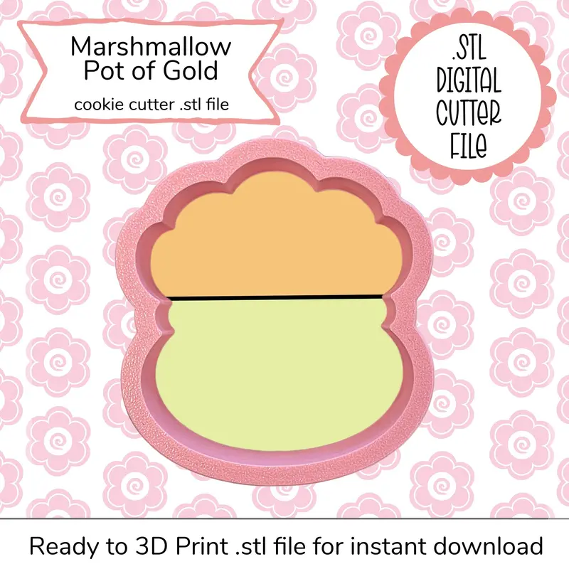 Pot Of Gold Marshmallow Cutter Stl – Printable 3D Template 1