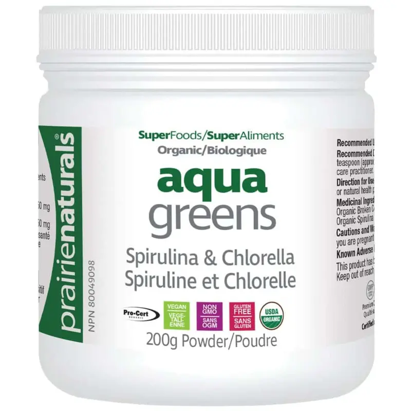 Prairie Naturals Aqua Greens – Organic Algae & Grass Superfood Blend, 200 G Powder 1
