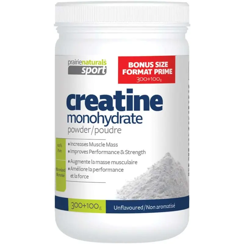 Prairie Naturals Sport Creatine Monohydrate Powder – 300G + 100G Bonus 1