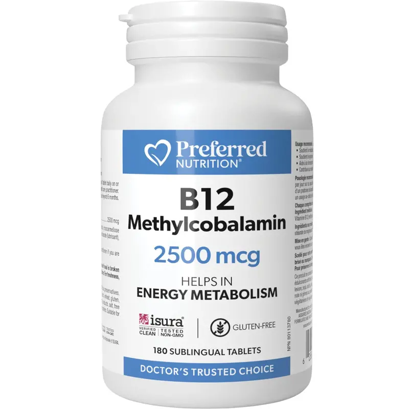 Preferred Nutrition Methylcobalamin B12 Tablets – 2500Mcg, 180-Capsule Supply 1