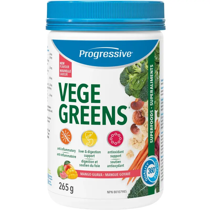 Progressive Vegegreens Mango Guava – Organic Greens Powder With Digestive Enzymes (265G) 1