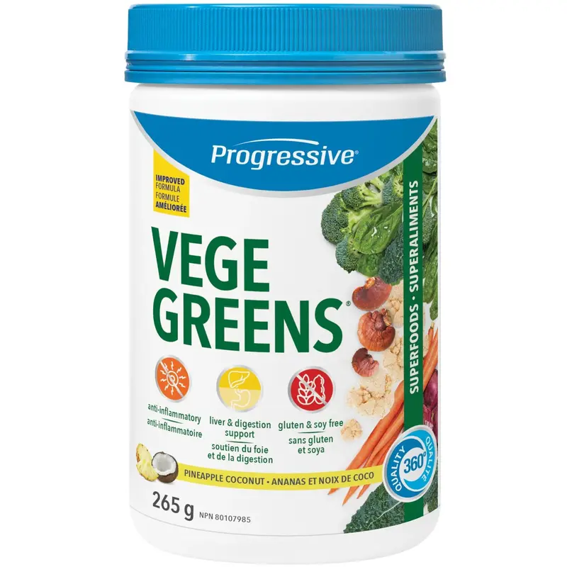 Progressive Vegegreens Powder – Pineapple Coconut Flavor, 265 G 1