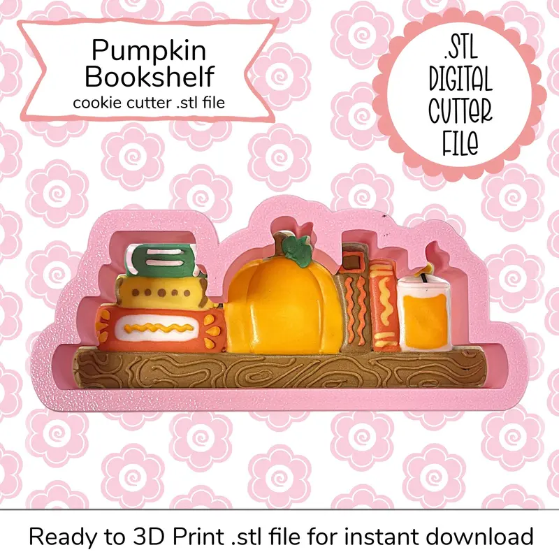 Pumpkin Bookshelf Cookie Cutter Stl Template (Digital) 1