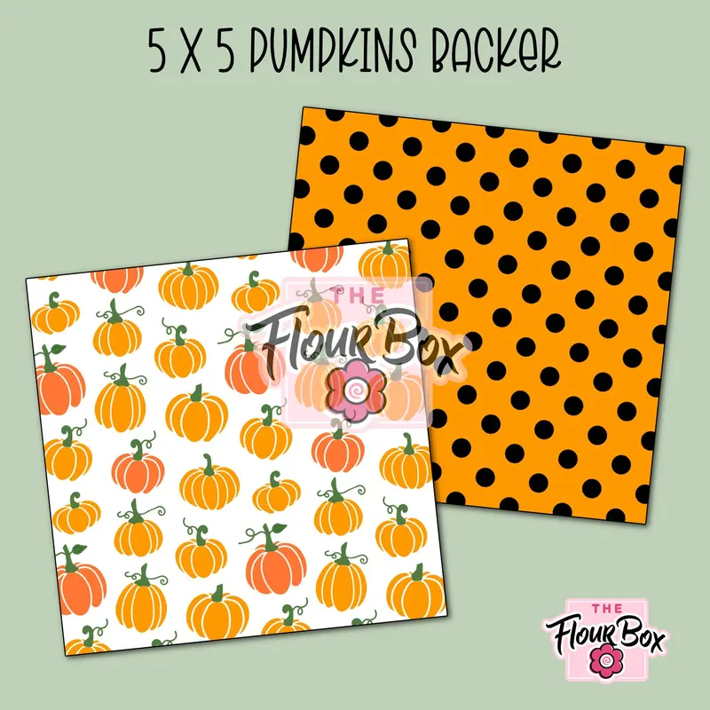 Pumpkin & Orange Dots Cookie Box Backer – 5" X 5" Square Format (25 Pcs) 1