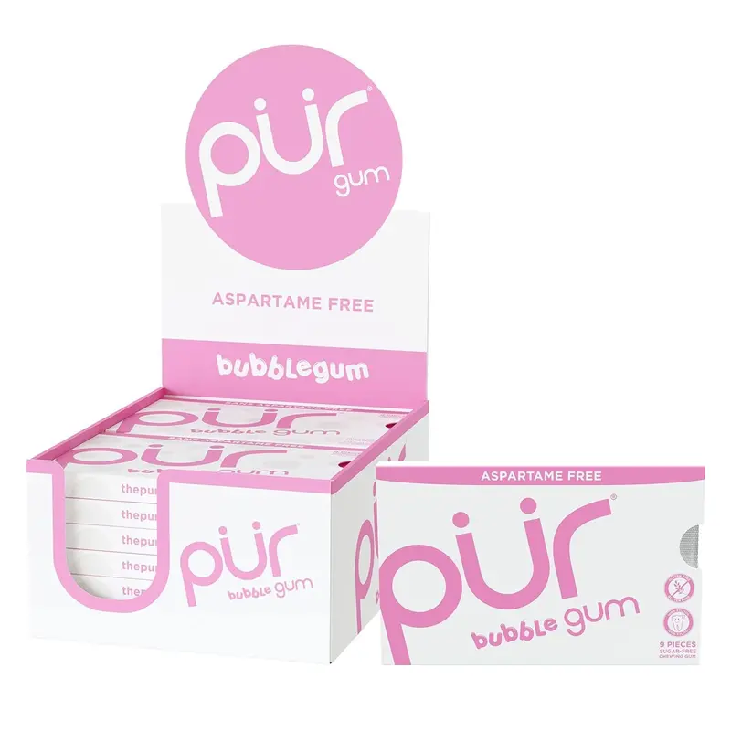 Pur Gum Bubblegum Sugar-Free Chewing Gum – 9 Pieces × 12 Packs 1