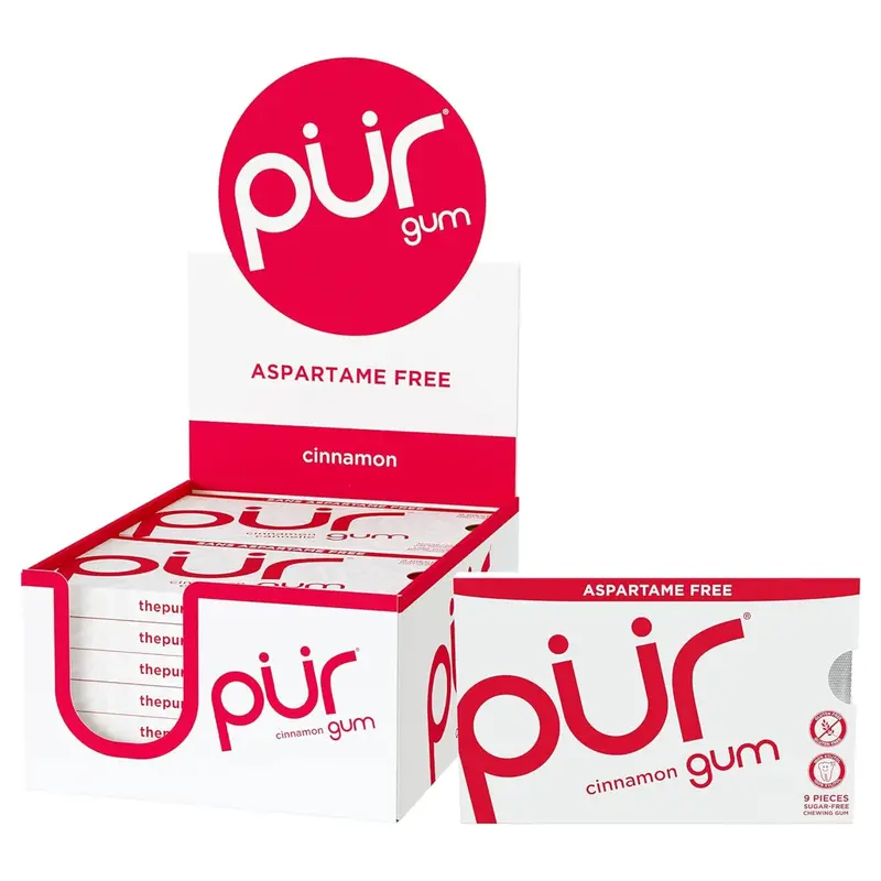 Pur Gum Cinnamon Sugar-Free Chewing Gum – 9 Pieces × 12 Packs 1
