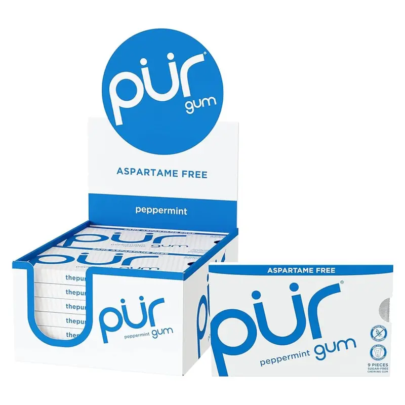 Pur Gum Peppermint Sugar-Free Chewing Gum – 9 Pieces × 12 Packs 1