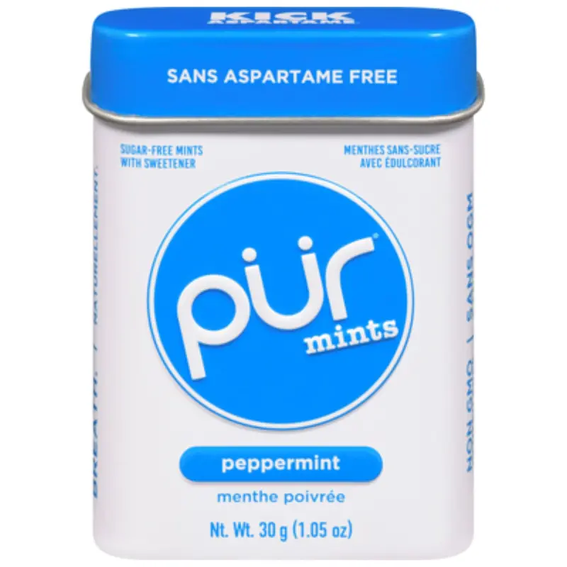 Pur Peppermint Sugar-Free Mints – Classic Cool Flavor, 30G Reusable Tin 1