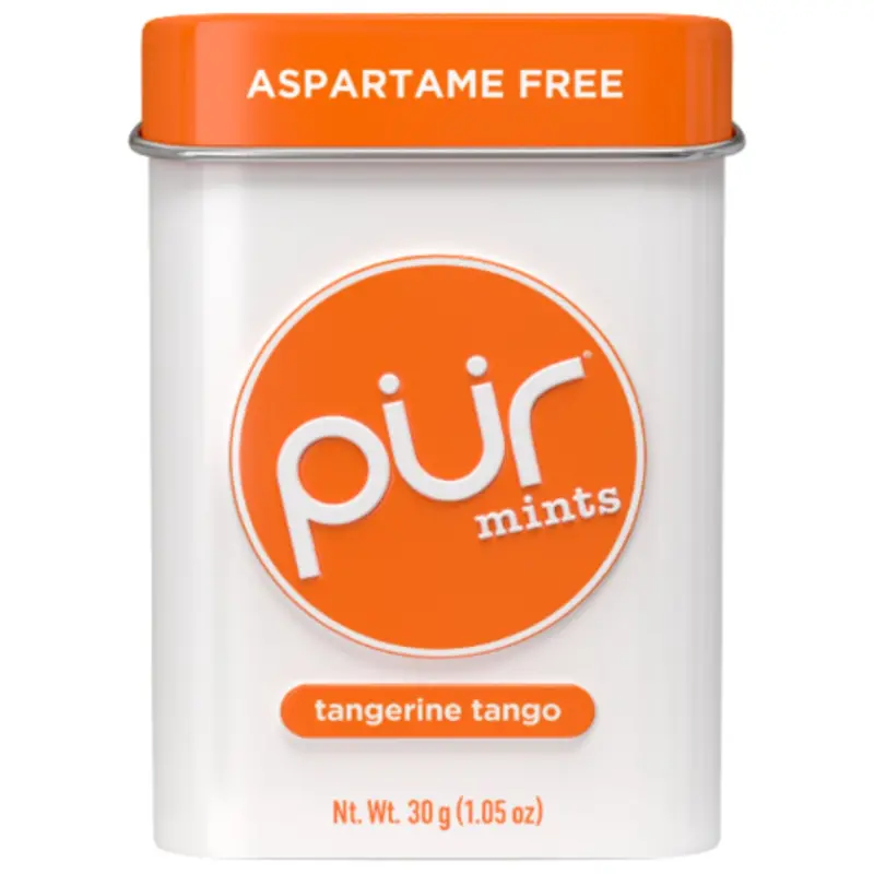Pur Tangerine Tango Sugar-Free Mints – Citrus-Flavored Breath Mint, 30G Portable Tin 1
