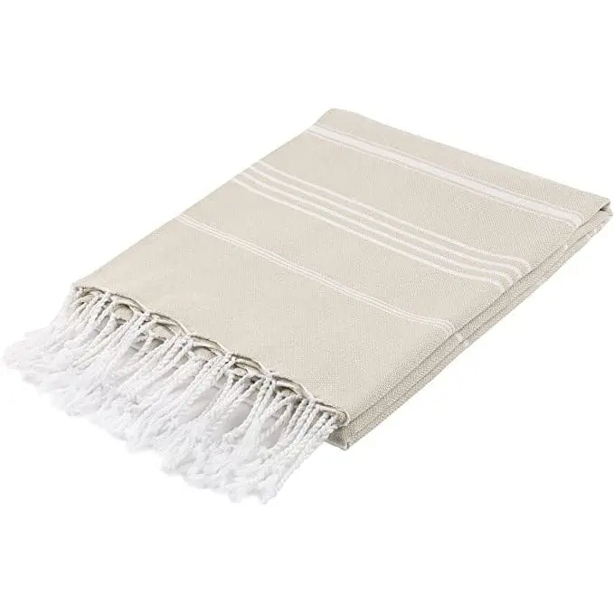 Pure Series Organic Turkish Towel – Beige Sustainable Cotton Flat Weave 1