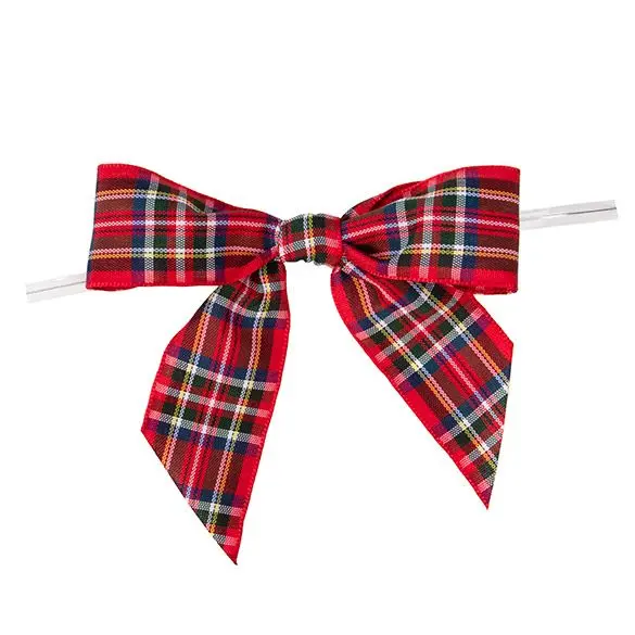 Red Plaid Pre-Attached Bow Pack – 25 Count 1