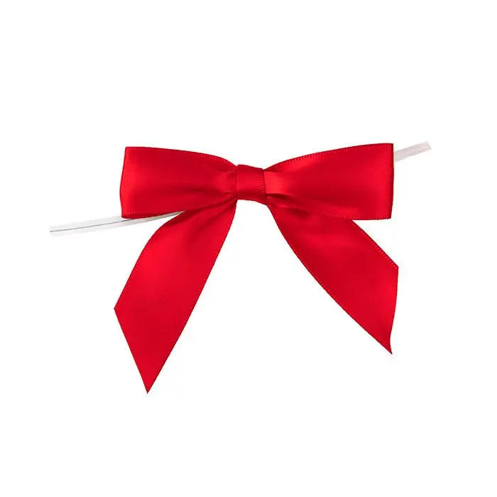 Red Pre-Tied Ribbon Bow – Festive Satin Finish (Pack Of 25) 1