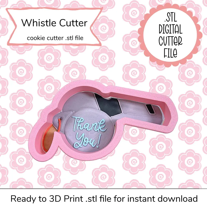 Referee Whistle Digital Cookie Cutter – Stl File 1