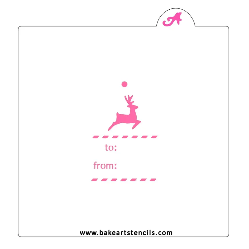 Reindeer Gift Tag Cookie Stencil By Bakeart 1