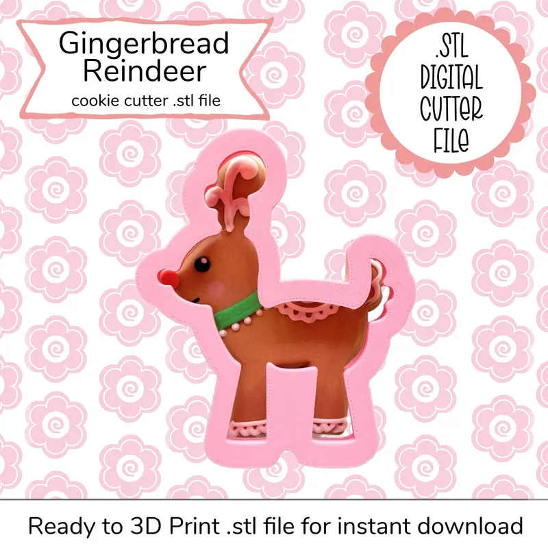 Reindeer Gingerbread Cookie Cutter Stl – Downloadable 3D Design File 1
