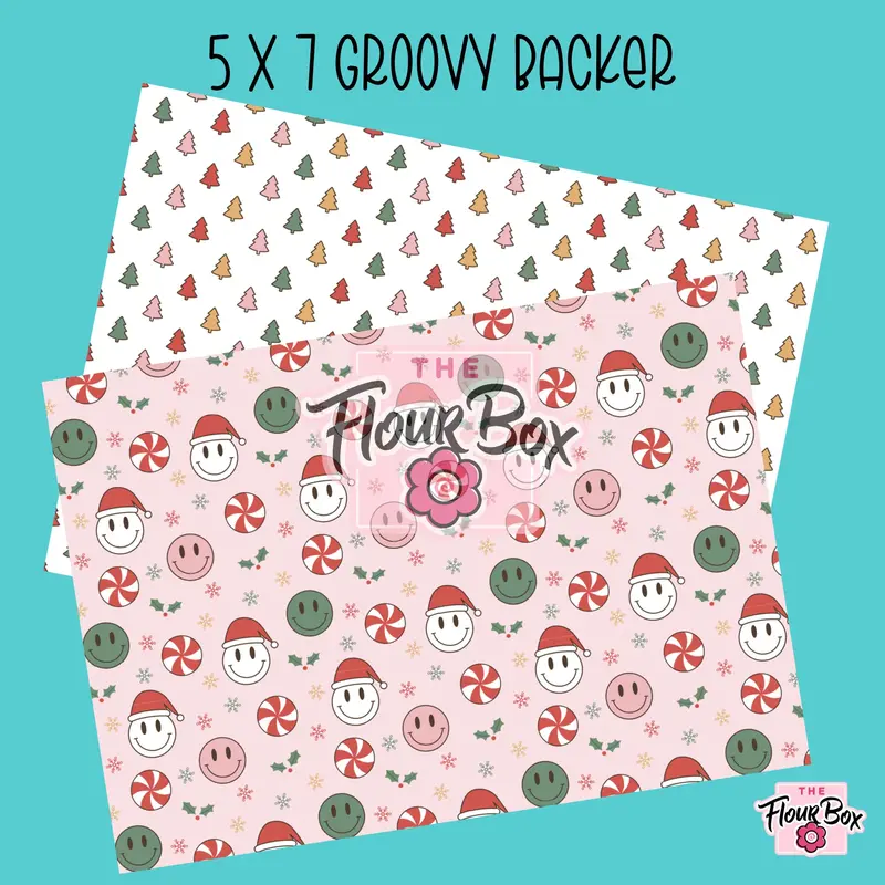 Retro Christmas Cookie Box Backer – 5" × 7" Rectangular (25 Pcs) 1