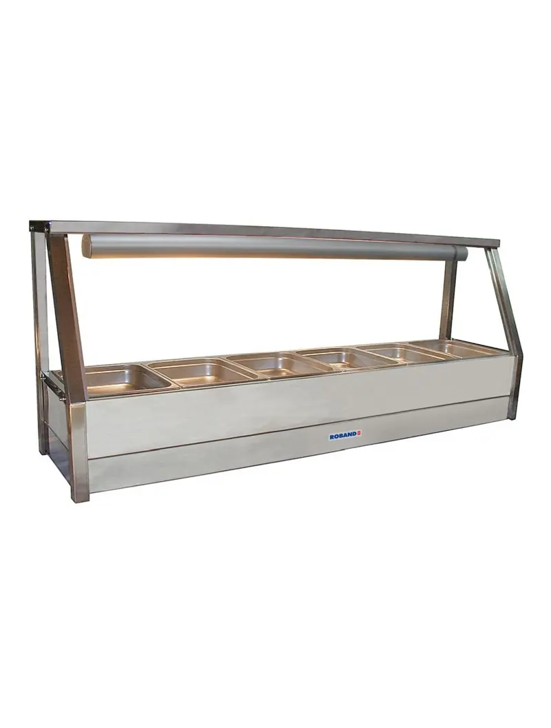 Roband E16Rd Straight-Glass Hot Food Bar – 6-Pan Bain Marie Display Unit 1