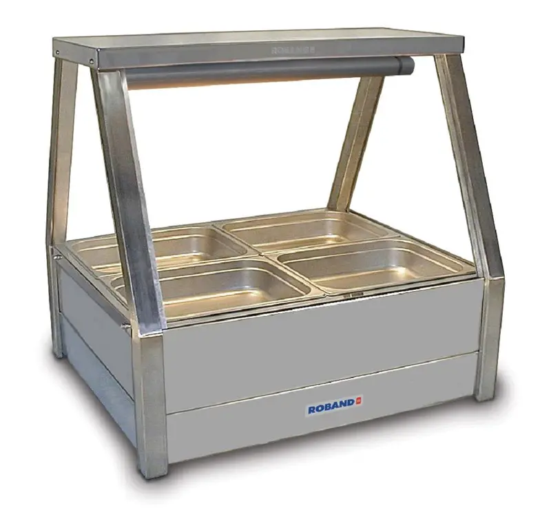 Roband E22Rd Straight-Glass Hot Food Bar – 4-Pan Bain Marie Display (Extended Height) 1