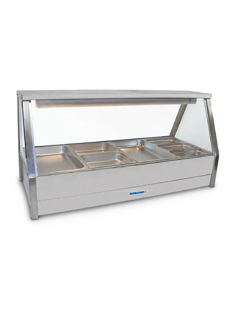 Roband E24Rd Straight-Glass Hot Food Bar – 8-Pan Bain Marie Display Unit 1