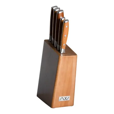 Rockingham Forge Ashwood 6-Piece Knife Block Set With Stand 1