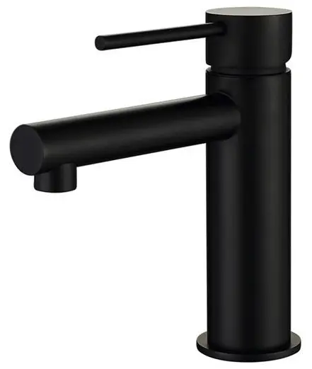 Round Matte Black Basin Faucet With Pin Lever 1