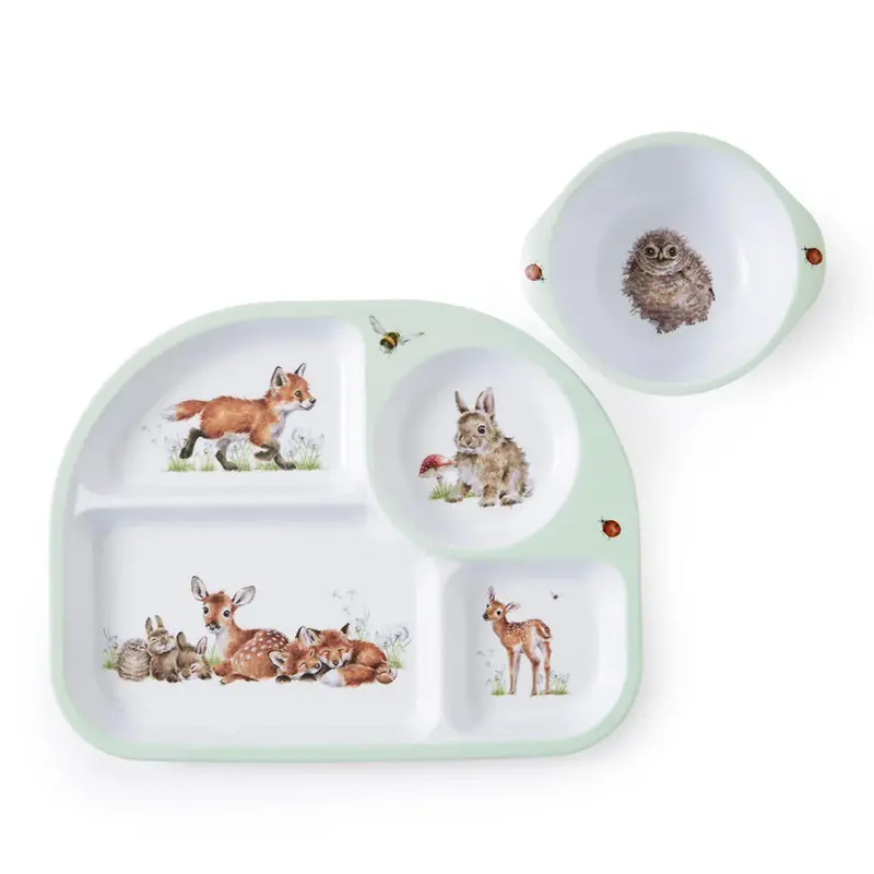 Royal Worcester Wrendale Little Wren Divided Plate & Bowl Combo – Mess-Free Feeding Set 1