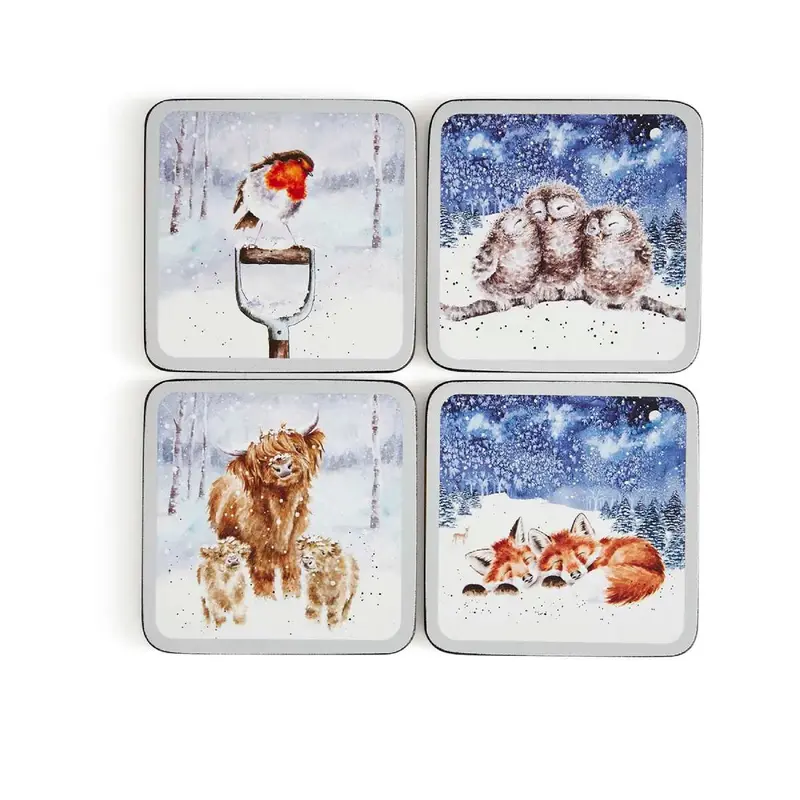 Royal Worcester Wrendale Winter Sky Set Of 4 Coasters 1