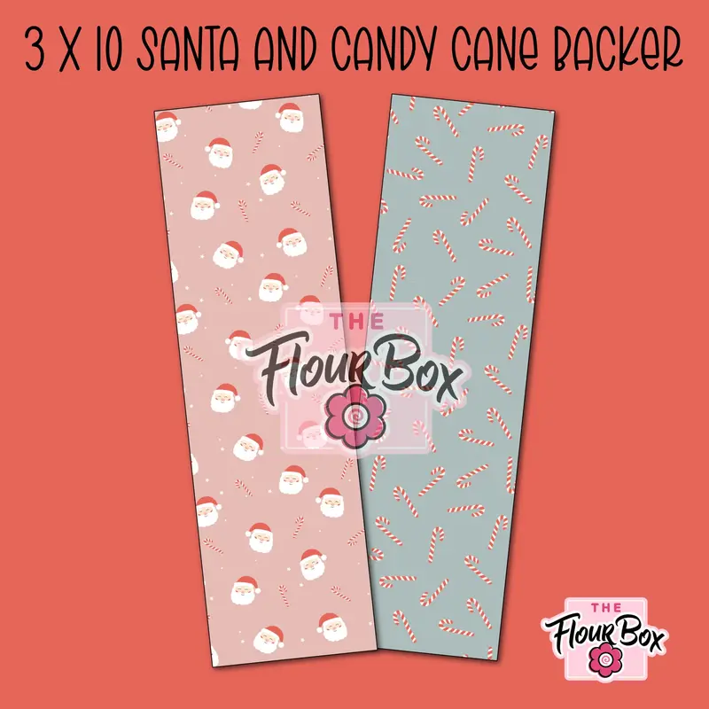 Santa & Candy Cane Cookie Box Backer – 3" × 10" Slim Display Card (Pack Of 25) 1
