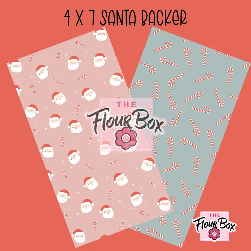 Santa & Candy Cane Cookie Box Backer – 4" × 7" Rectangular Display Card (Pack Of 25) 1