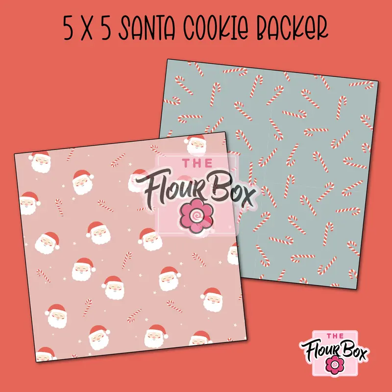 Santa & Candy Cane Cookie Box Backer – 5" × 5" Square Display Card (Pack Of 25) 1