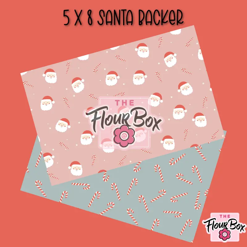 Santa & Candy Cane Cookie Box Backer – 5" × 8" Rectangular Display Card (Pack Of 25) 1