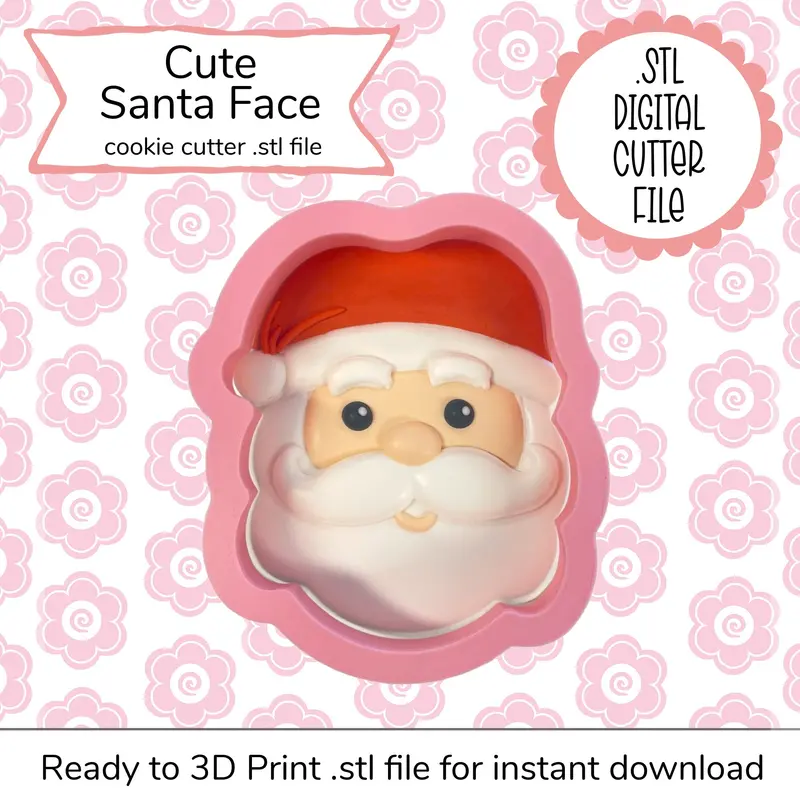 Santa Face Cookie Cutter Stl File – Digital Download 1