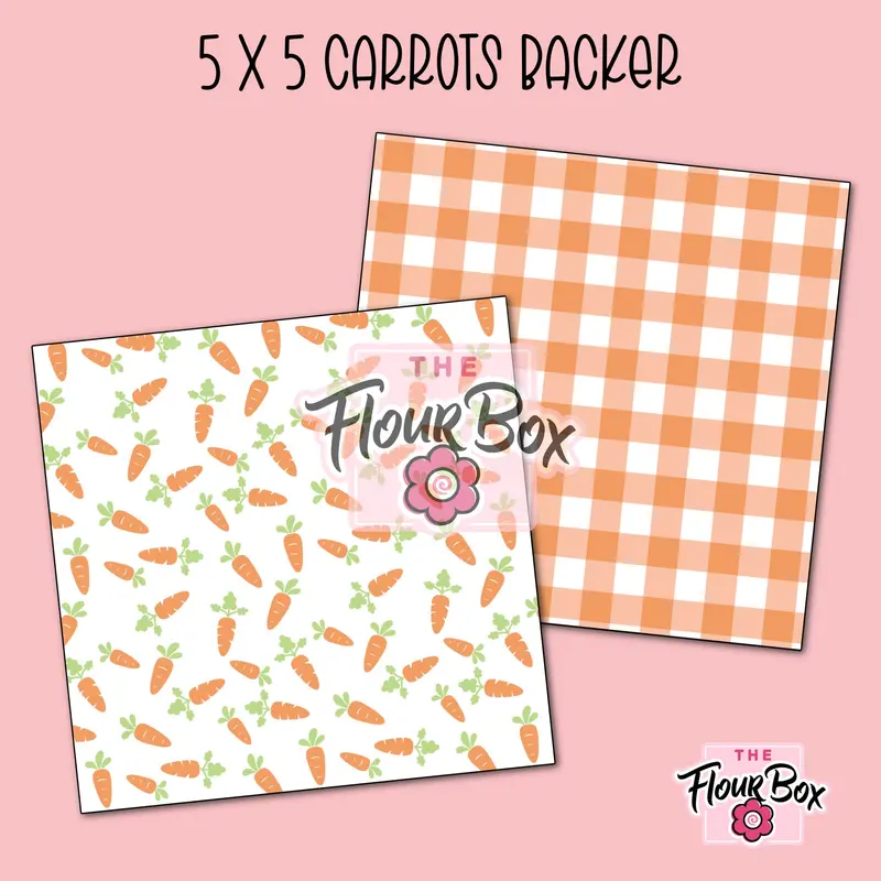 Scattered Carrots Cookie Box Backer – 5" X 5" Square Card (25-Pack) 1
