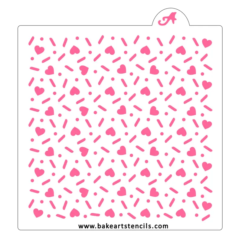 Scattered Heart Sprinkle Design Cookie Stencil 1