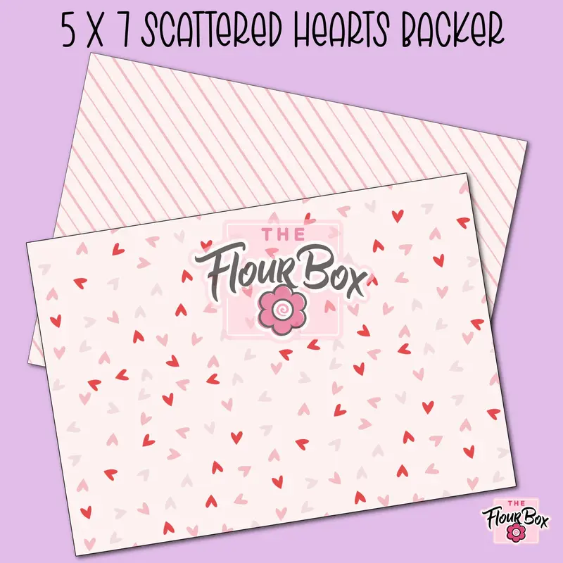 Scattered Hearts Cookie Box Backer – 5" × 7" Rectangular – Pack Of 25 1